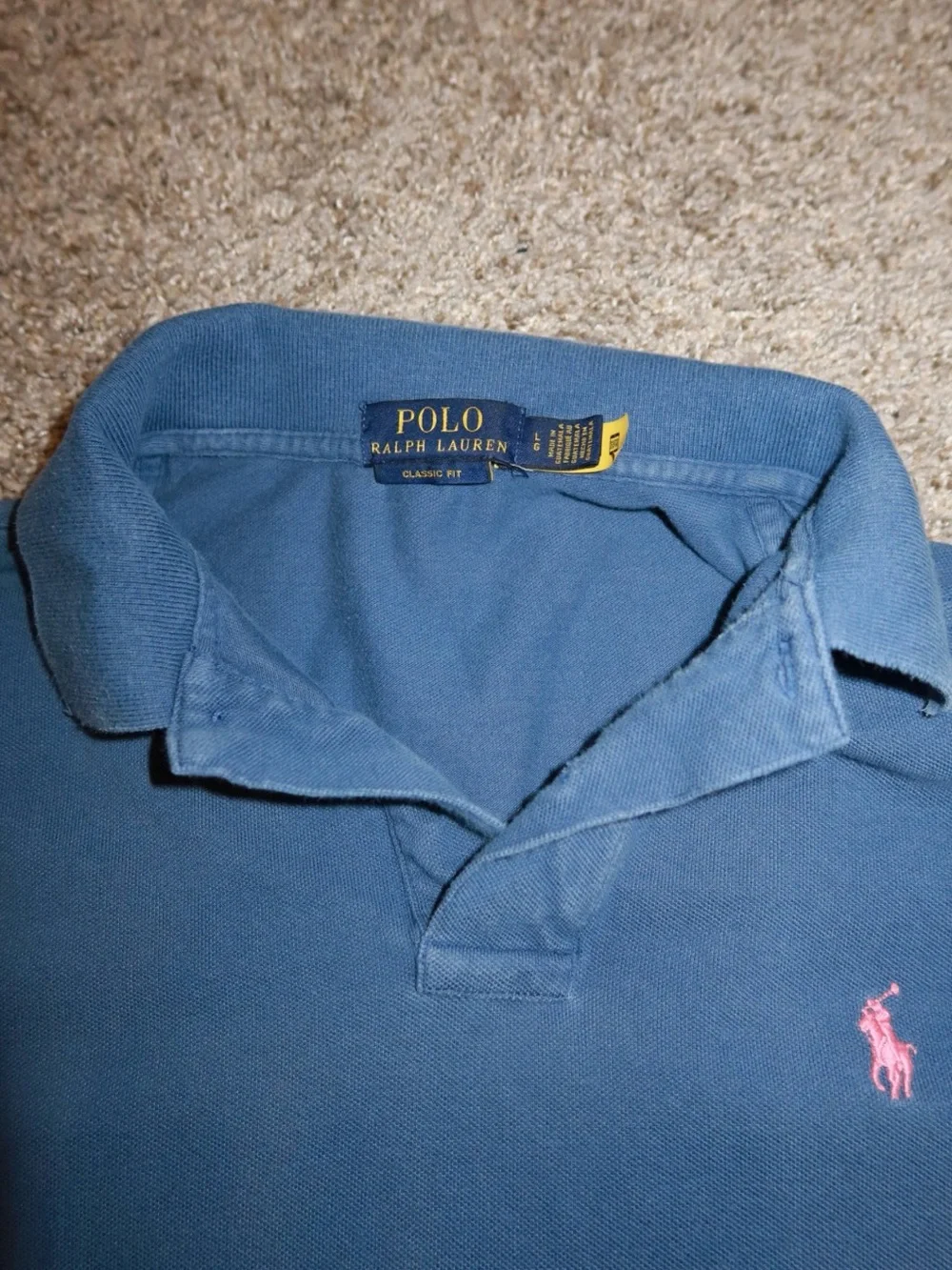 Polo Ralph Lauren Blue Polo Shirt with Pink Pony